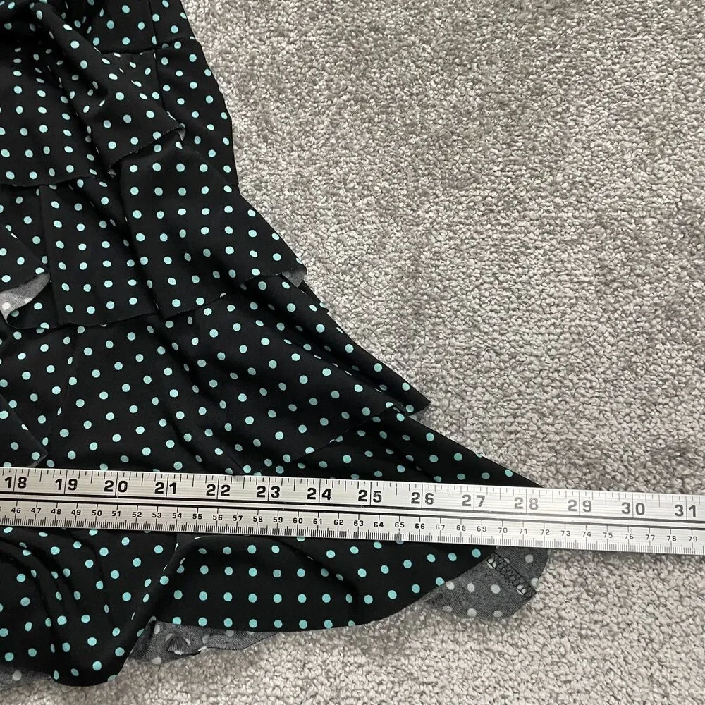 AGB Dress Womens 12 Black Polka Polyester Short Halter Backless Stretch A Line